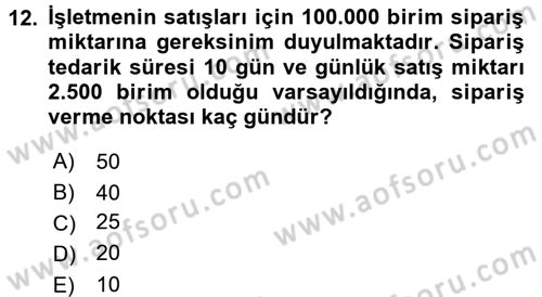 Ön Muhasebe Yazılımları Ve Kullanımı Dersi 2016 - 2017 Yılı (Vize) Ara Sınav Soruları 12. Soru