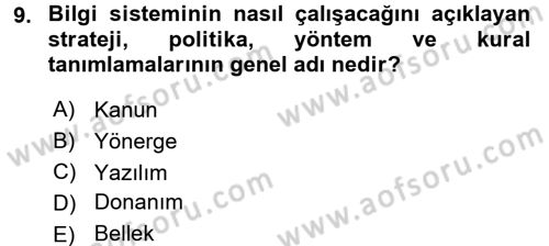 Ön Muhasebe Yazılımları Ve Kullanımı Dersi 2016 - 2017 Yılı (Vize) Ara Sınav Soruları 9. Soru