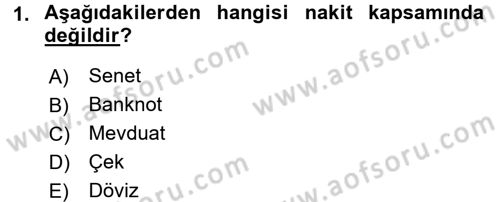 Ön Muhasebe Yazılımları Ve Kullanımı Dersi 2016 - 2017 Yılı (Final) Dönem Sonu Sınav Soruları 1. Soru