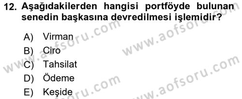 Ön Muhasebe Yazılımları Ve Kullanımı Dersi 2016 - 2017 Yılı (Final) Dönem Sonu Sınav Soruları 12. Soru