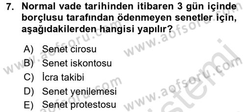Ön Muhasebe Yazılımları Ve Kullanımı Dersi 2016 - 2017 Yılı (Final) Dönem Sonu Sınav Soruları 7. Soru