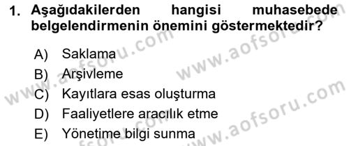 Ön Muhasebe Yazılımları Ve Kullanımı Dersi 2017 - 2018 Yılı 3 Ders Sınav Soruları 1. Soru