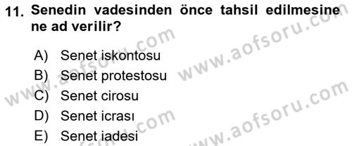 Ön Muhasebe Yazılımları Ve Kullanımı Dersi 2017 - 2018 Yılı 3 Ders Sınav Soruları 11. Soru