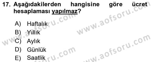 Ön Muhasebe Yazılımları Ve Kullanımı Dersi 2017 - 2018 Yılı 3 Ders Sınav Soruları 17. Soru