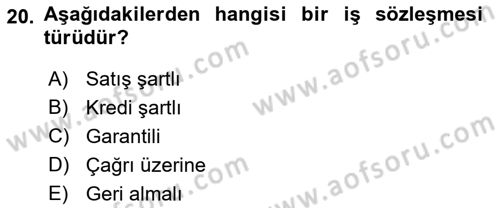 Ön Muhasebe Yazılımları Ve Kullanımı Dersi 2017 - 2018 Yılı 3 Ders Sınav Soruları 20. Soru