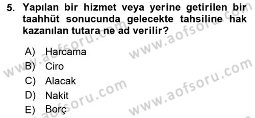 Ön Muhasebe Yazılımları Ve Kullanımı Dersi 2017 - 2018 Yılı 3 Ders Sınav Soruları 5. Soru