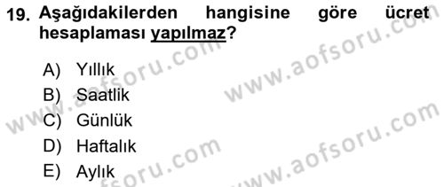Ön Muhasebe Yazılımları Ve Kullanımı Dersi 2017 - 2018 Yılı (Final) Dönem Sonu Sınav Soruları 19. Soru