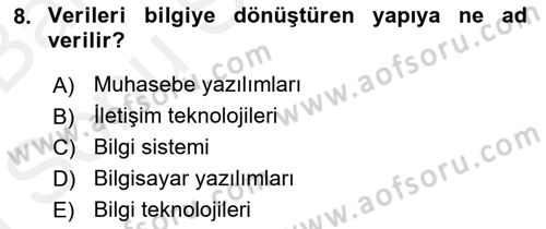 Ön Muhasebe Yazılımları Ve Kullanımı Dersi 2017 - 2018 Yılı (Final) Dönem Sonu Sınav Soruları 8. Soru