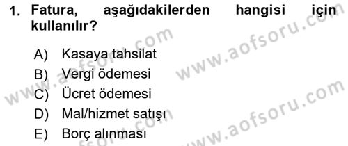 Ön Muhasebe Yazılımları Ve Kullanımı Dersi 2018 - 2019 Yılı (Vize) Ara Sınav Soruları 1. Soru