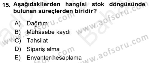 Ön Muhasebe Yazılımları Ve Kullanımı Dersi 2018 - 2019 Yılı (Vize) Ara Sınav Soruları 15. Soru