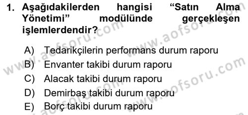 Ön Muhasebe Yazılımları Ve Kullanımı Dersi 2018 - 2019 Yılı (Final) Dönem Sonu Sınav Soruları 1. Soru