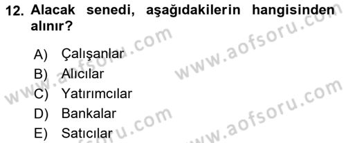Ön Muhasebe Yazılımları Ve Kullanımı Dersi 2018 - 2019 Yılı (Final) Dönem Sonu Sınav Soruları 12. Soru