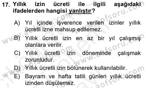 Ön Muhasebe Yazılımları Ve Kullanımı Dersi 2018 - 2019 Yılı (Final) Dönem Sonu Sınav Soruları 17. Soru