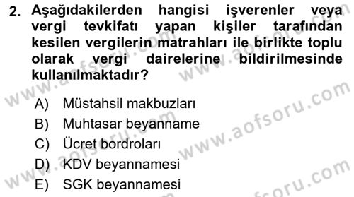 Ön Muhasebe Yazılımları Ve Kullanımı Dersi 2018 - 2019 Yılı (Final) Dönem Sonu Sınav Soruları 2. Soru