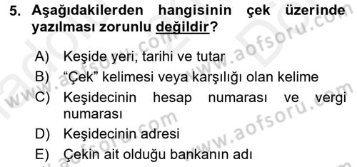 Ön Muhasebe Yazılımları Ve Kullanımı Dersi 2018 - 2019 Yılı (Final) Dönem Sonu Sınav Soruları 5. Soru