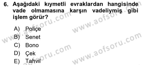 Ön Muhasebe Yazılımları Ve Kullanımı Dersi 2018 - 2019 Yılı (Final) Dönem Sonu Sınav Soruları 6. Soru