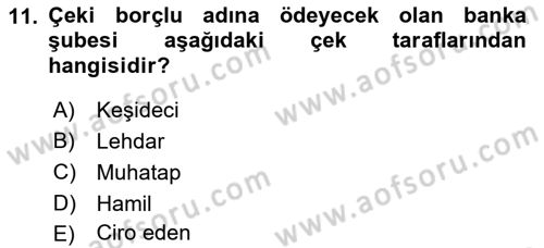 Ön Muhasebe Yazılımları Ve Kullanımı Dersi 2018 - 2019 Yılı Yaz Okulu Sınav Soruları 11. Soru