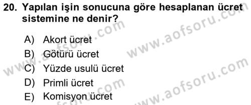 Ön Muhasebe Yazılımları Ve Kullanımı Dersi 2018 - 2019 Yılı Yaz Okulu Sınav Soruları 20. Soru