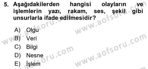 Ön Muhasebe Yazılımları Ve Kullanımı Dersi 2018 - 2019 Yılı Yaz Okulu Sınav Soruları 5. Soru