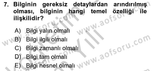 Ön Muhasebe Yazılımları Ve Kullanımı Dersi 2018 - 2019 Yılı Yaz Okulu Sınav Soruları 7. Soru