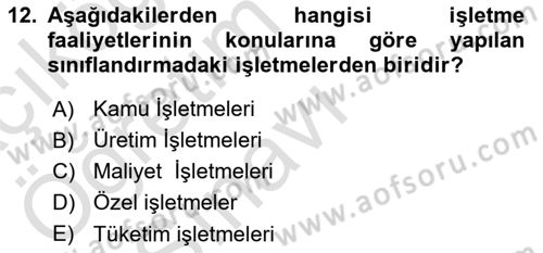 Ön Muhasebe Yazılımları Ve Kullanımı Dersi 2020 - 2021 Yılı Yaz Okulu Sınav Soruları 12. Soru