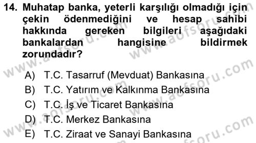 Ön Muhasebe Yazılımları Ve Kullanımı Dersi 2020 - 2021 Yılı Yaz Okulu Sınav Soruları 14. Soru