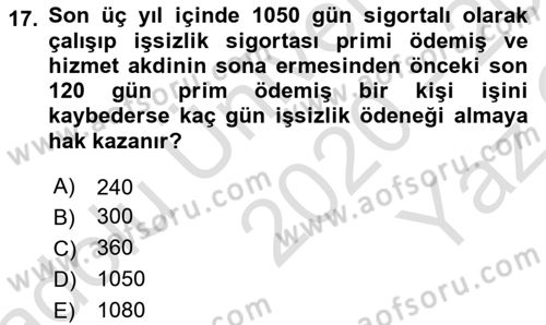 Ön Muhasebe Yazılımları Ve Kullanımı Dersi 2020 - 2021 Yılı Yaz Okulu Sınavı 17. Soru