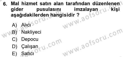 Ön Muhasebe Yazılımları Ve Kullanımı Dersi 2020 - 2021 Yılı Yaz Okulu Sınav Soruları 6. Soru