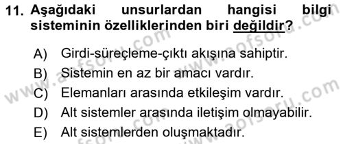 Ön Muhasebe Yazılımları Ve Kullanımı Dersi 2021 - 2022 Yılı (Vize) Ara Sınav Soruları 11. Soru