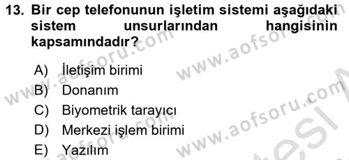 Ön Muhasebe Yazılımları Ve Kullanımı Dersi 2021 - 2022 Yılı (Vize) Ara Sınav Soruları 13. Soru