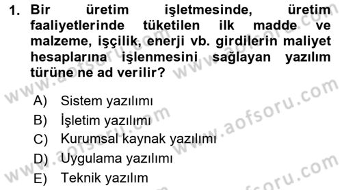 Ön Muhasebe Yazılımları Ve Kullanımı Dersi 2021 - 2022 Yılı (Final) Dönem Sonu Sınav Soruları 1. Soru
