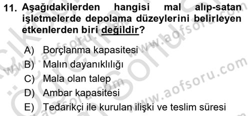 Ön Muhasebe Yazılımları Ve Kullanımı Dersi 2021 - 2022 Yılı (Final) Dönem Sonu Sınav Soruları 11. Soru