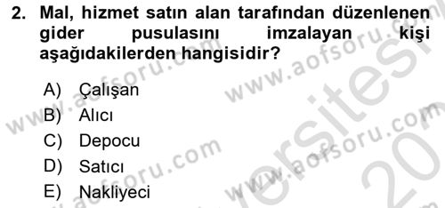 Ön Muhasebe Yazılımları Ve Kullanımı Dersi 2021 - 2022 Yılı (Final) Dönem Sonu Sınav Soruları 2. Soru