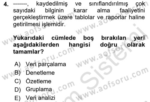 Ön Muhasebe Yazılımları Ve Kullanımı Dersi 2021 - 2022 Yılı (Final) Dönem Sonu Sınav Soruları 4. Soru