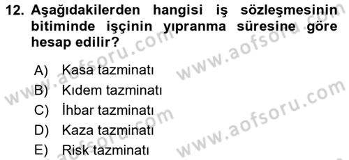 Ön Muhasebe Yazılımları Ve Kullanımı Dersi 2021 - 2022 Yılı Yaz Okulu Sınav Soruları 12. Soru