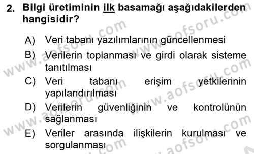 Ön Muhasebe Yazılımları Ve Kullanımı Dersi 2021 - 2022 Yılı Yaz Okulu Sınav Soruları 2. Soru