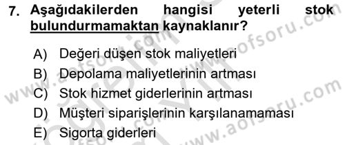 Ön Muhasebe Yazılımları Ve Kullanımı Dersi 2021 - 2022 Yılı Yaz Okulu Sınav Soruları 7. Soru