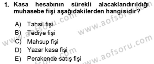 Ön Muhasebe Yazılımları Ve Kullanımı Dersi 2023 - 2024 Yılı (Vize) Ara Sınav Soruları 1. Soru