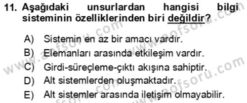 Ön Muhasebe Yazılımları Ve Kullanımı Dersi 2023 - 2024 Yılı (Vize) Ara Sınav Soruları 11. Soru