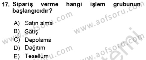 Ön Muhasebe Yazılımları Ve Kullanımı Dersi 2023 - 2024 Yılı (Vize) Ara Sınav Soruları 17. Soru