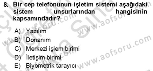 Ön Muhasebe Yazılımları Ve Kullanımı Dersi 2023 - 2024 Yılı (Vize) Ara Sınav Soruları 8. Soru