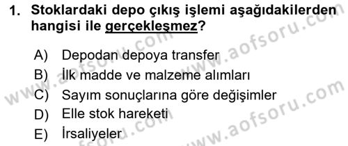 Ön Muhasebe Yazılımları Ve Kullanımı Dersi 2023 - 2024 Yılı (Final) Dönem Sonu Sınav Soruları 1. Soru