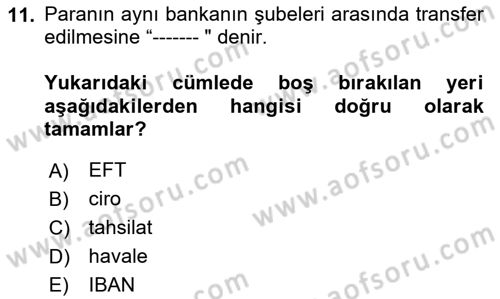 Ön Muhasebe Yazılımları Ve Kullanımı Dersi 2023 - 2024 Yılı (Final) Dönem Sonu Sınav Soruları 11. Soru