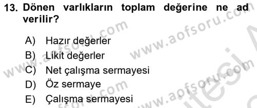 Ön Muhasebe Yazılımları Ve Kullanımı Dersi 2023 - 2024 Yılı (Final) Dönem Sonu Sınav Soruları 13. Soru