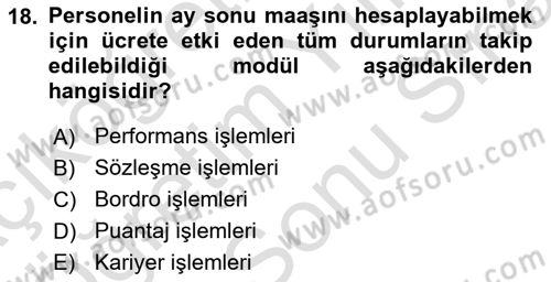 Ön Muhasebe Yazılımları Ve Kullanımı Dersi 2023 - 2024 Yılı (Final) Dönem Sonu Sınav Soruları 18. Soru