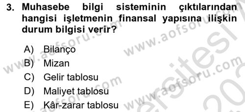 Ön Muhasebe Yazılımları Ve Kullanımı Dersi 2023 - 2024 Yılı (Final) Dönem Sonu Sınav Soruları 3. Soru