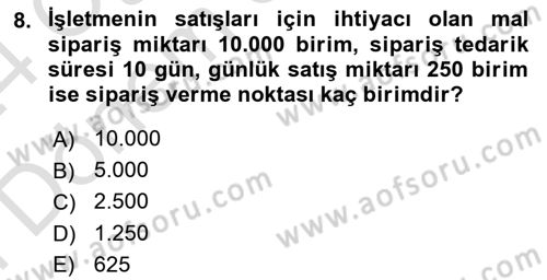 Ön Muhasebe Yazılımları Ve Kullanımı Dersi 2023 - 2024 Yılı (Final) Dönem Sonu Sınav Soruları 8. Soru