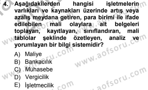 Genel Muhasebe 1 Dersi 2012 - 2013 Yılı (Vize) Ara Sınav Soruları 4. Soru