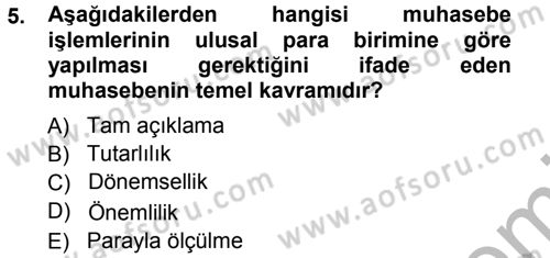 Genel Muhasebe 1 Dersi 2012 - 2013 Yılı (Vize) Ara Sınav Soruları 5. Soru