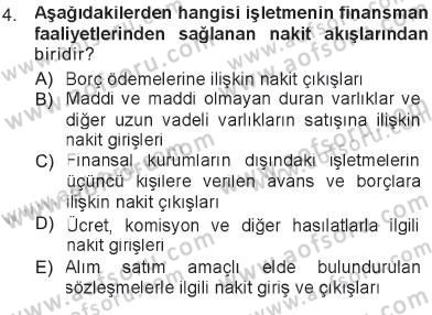 Genel Muhasebe 1 Dersi 2012 - 2013 Yılı Tek Ders Sınav Soruları 4. Soru